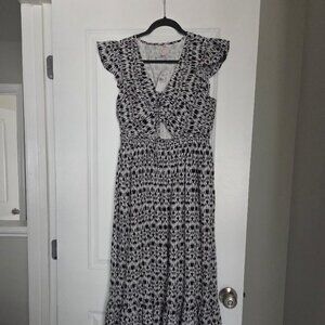 LOFT Beach Scroll Cutout Tiered Maxi Dress